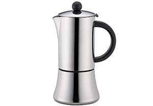 Cilio Stainless Steel & Black Tiziano 6 Cup Stove Top Espresso Pot CI342840