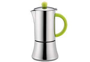Cilio Stainless Steel & Green Tiziano 6 Cup Stove Top Espresso Pot CI342864