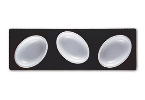 Mebel Entity 17 Set of 3 White Bowls 9 x 6.5 x 2cm on Rectangular Tray 30 x 100 x 2cm in Black MBEN17BK