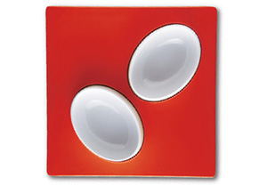 Mebel Entity 19 Set of 2 White Bowls 7.5 x 5.5 x 2.5cm on Square Tray 15 x 15 x 1.5cm in Red MBEN19RD