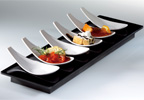 Mebel Black Entity 16D White Tasting Spoons x 6 on Rectangular Tray 32 x 10 x 2.3cm