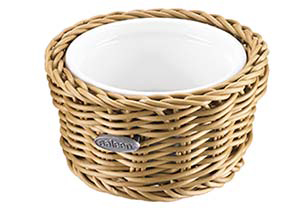Saleen Beige 11cm Round Basket with Porcelain Bowl SAB1004041