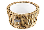 Saleen Beige 11cm Round Basket with Porcelain Bowl