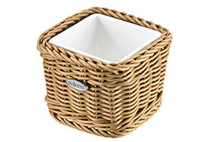 Saleen Beige 9.5cm Square Basket with Porcelain Bowl SAB1008041