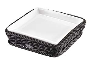 Saleen Black 15.5cm Square Basket with Porcelain Bowl SAB1010191