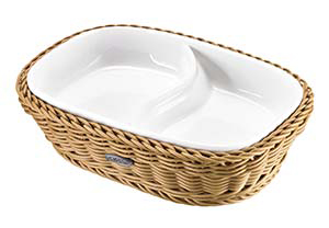 Saleen Beige Rectangular 2 Section Bowl & Basket SAB1016041