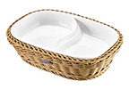 Saleen Beige Rectangular 2 Section Bowl & Basket