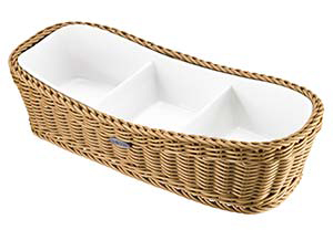 Saleen Beige Rectangular 3 Section Bowl & Basket SAB1018041