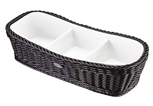 Saleen Black Rectangular 3 Section Bowl & Basket SAB1018191