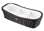 Saleen Black Rectangular 3 Section Bowl & Basket