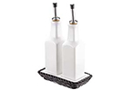 Saleen Black Oil & Vinegar Bottles with Basket